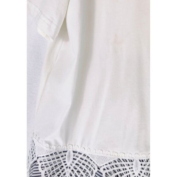 Shein Blouse Ruffel & Lace Edging Flair Cotton Cottage Preppy Bow in Back - Picture 4 of 9